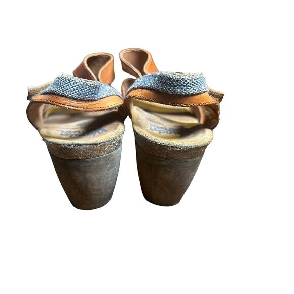 Wanda Panda Women’s Boho Strappy Denim/Brown Leather Slingback Heels Size 36 - Picture 8 of 11